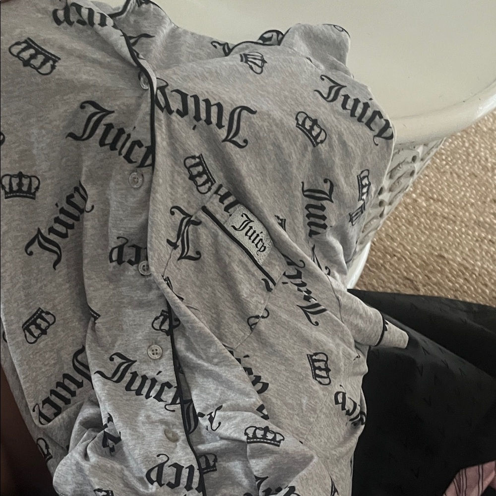 Juicy Couture Gray Button-Up Shirt pj shirt